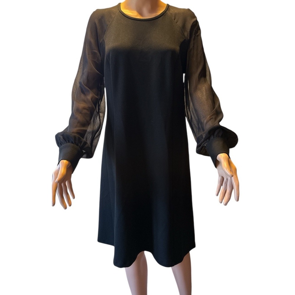 Calvin‎ Klein Black Sheer Sleeve Dress Size 10